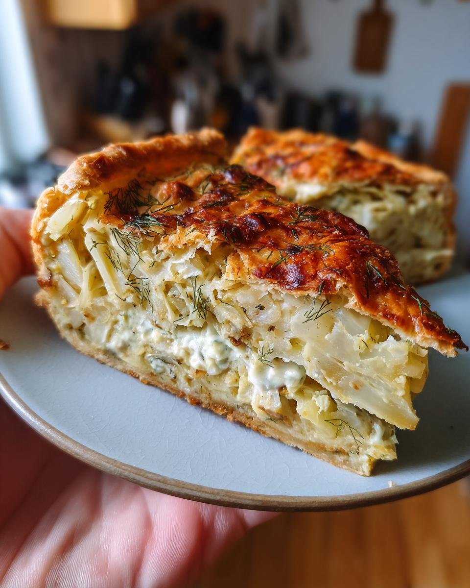 Crispy Cabbage Pie with Dill Cream Sauce - detail 1