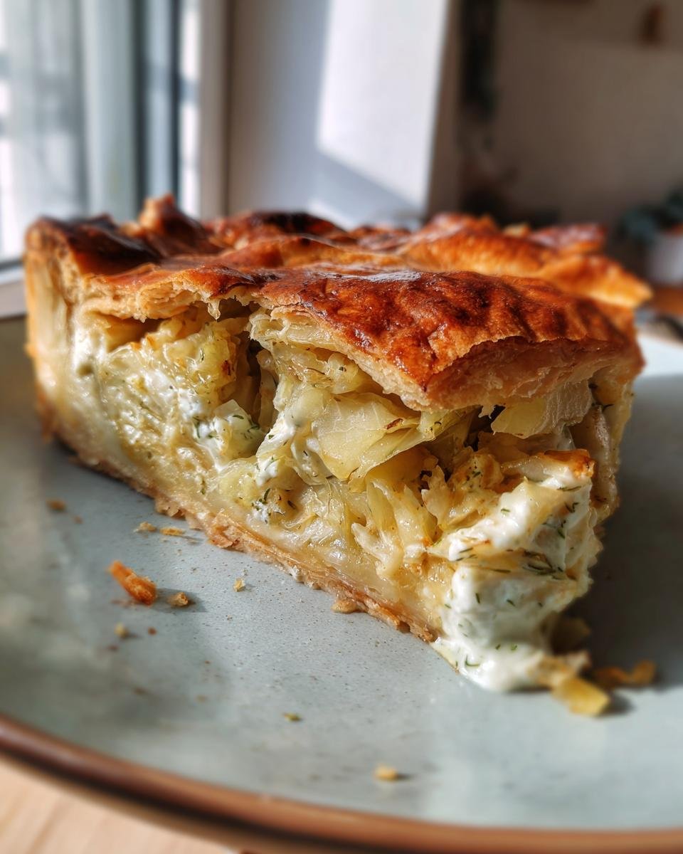 Crispy Cabbage Pie with Dill Cream Sauce - detail 3