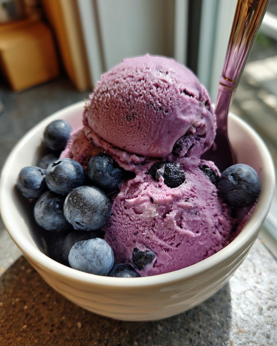 Homemade No Churn Blueberry Ice Cream - detail 1