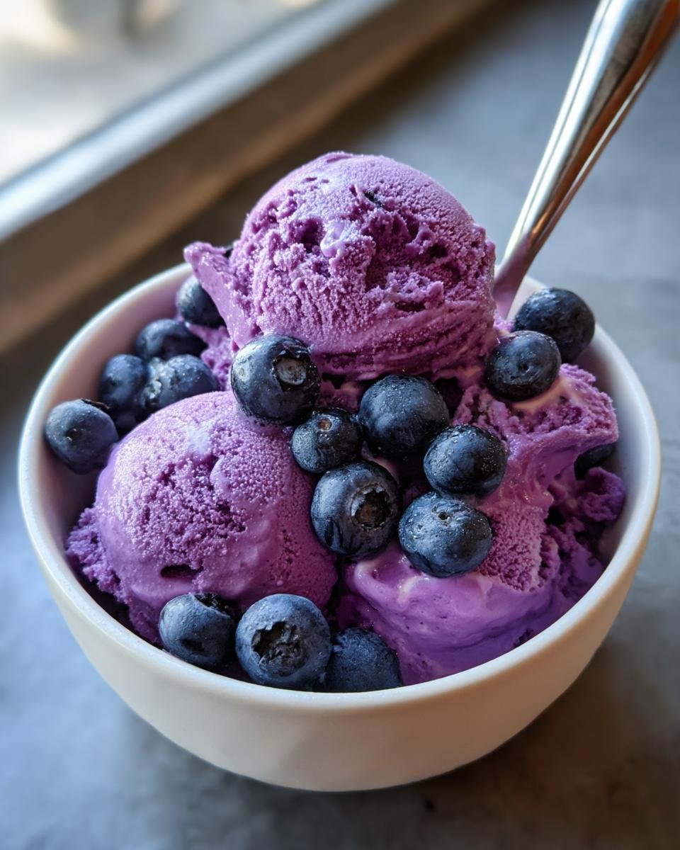 Homemade No Churn Blueberry Ice Cream - detail 2