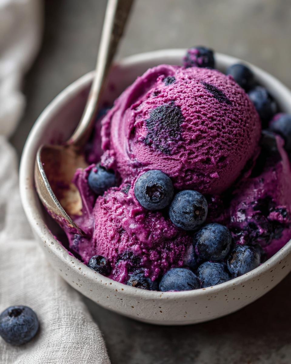 Homemade No Churn Blueberry Ice Cream - detail 3