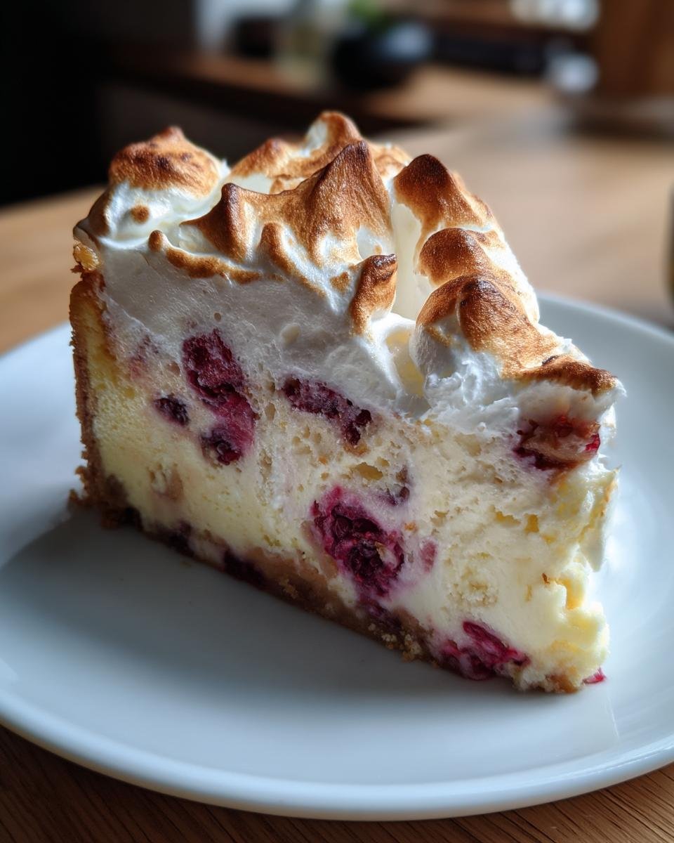Lemon Raspberry Meringue Cheesecake - detail 2