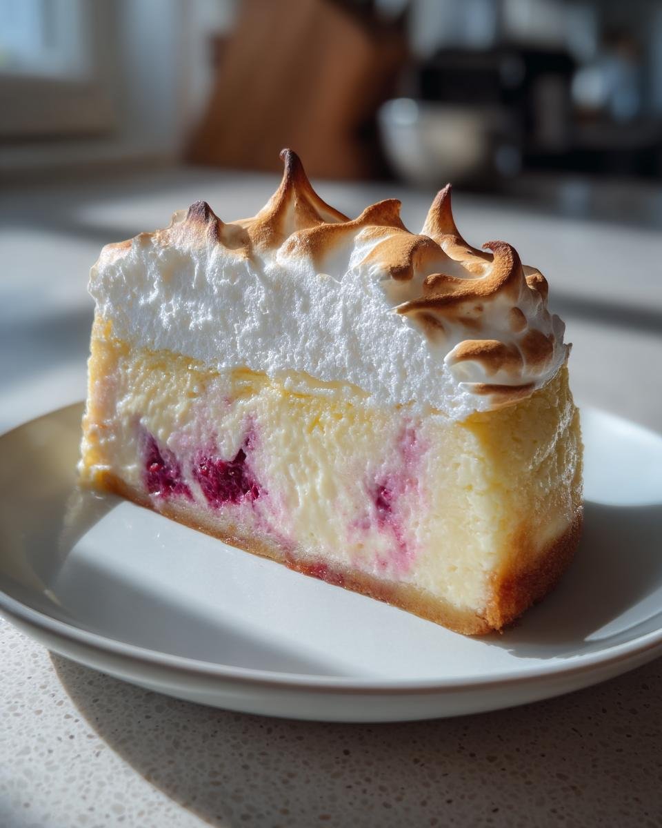 Lemon Raspberry Meringue Cheesecake - detail 4