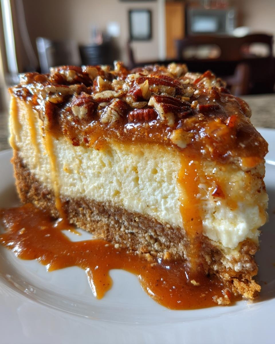 Pecan Pie Cheesecake with Pecan Caramel Sauce - detail 1