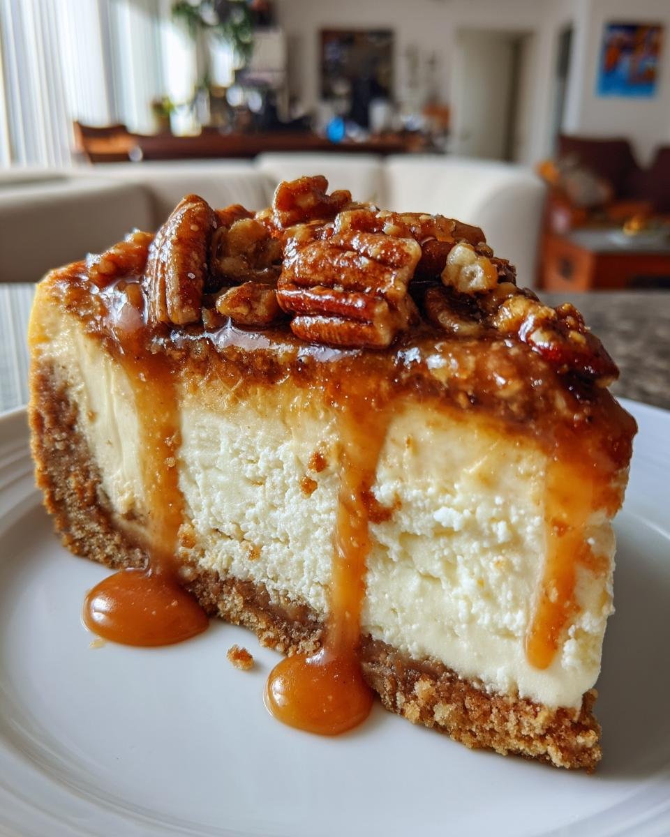 Pecan Pie Cheesecake with Pecan Caramel Sauce - detail 3