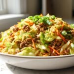 Healthy Chinese Ground Beef & Cabbage Stir Fry