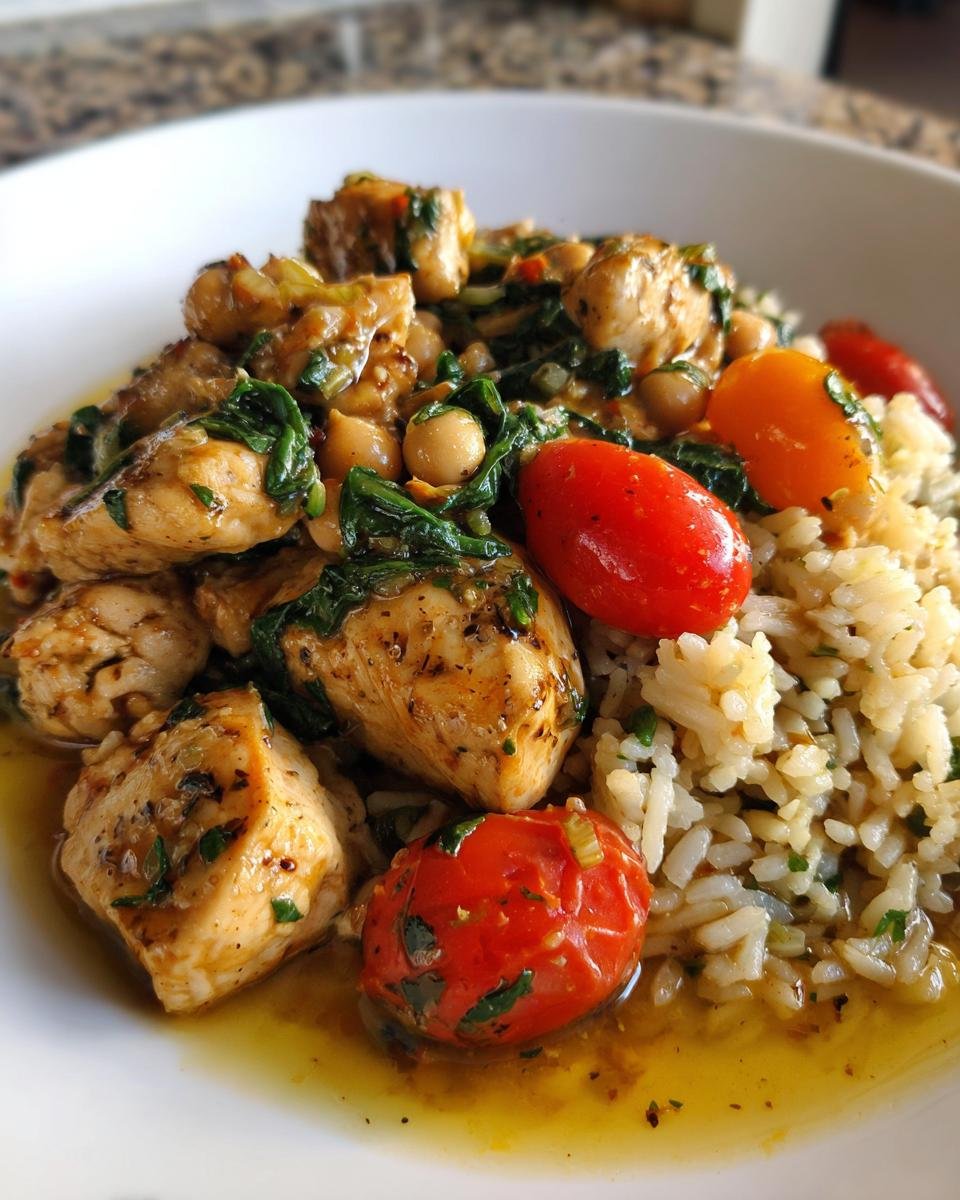 Greek Chicken and Lemon Rice with Chickpeas, Cherry Tomatoes, and Spinach 30 Minutes, One-Pot - detail 1