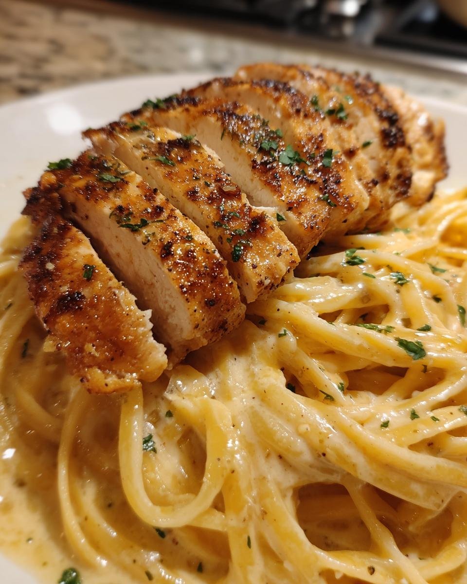 Lemon Garlic Butter Chicken with Creamy Parmesan Linguine - detail 1