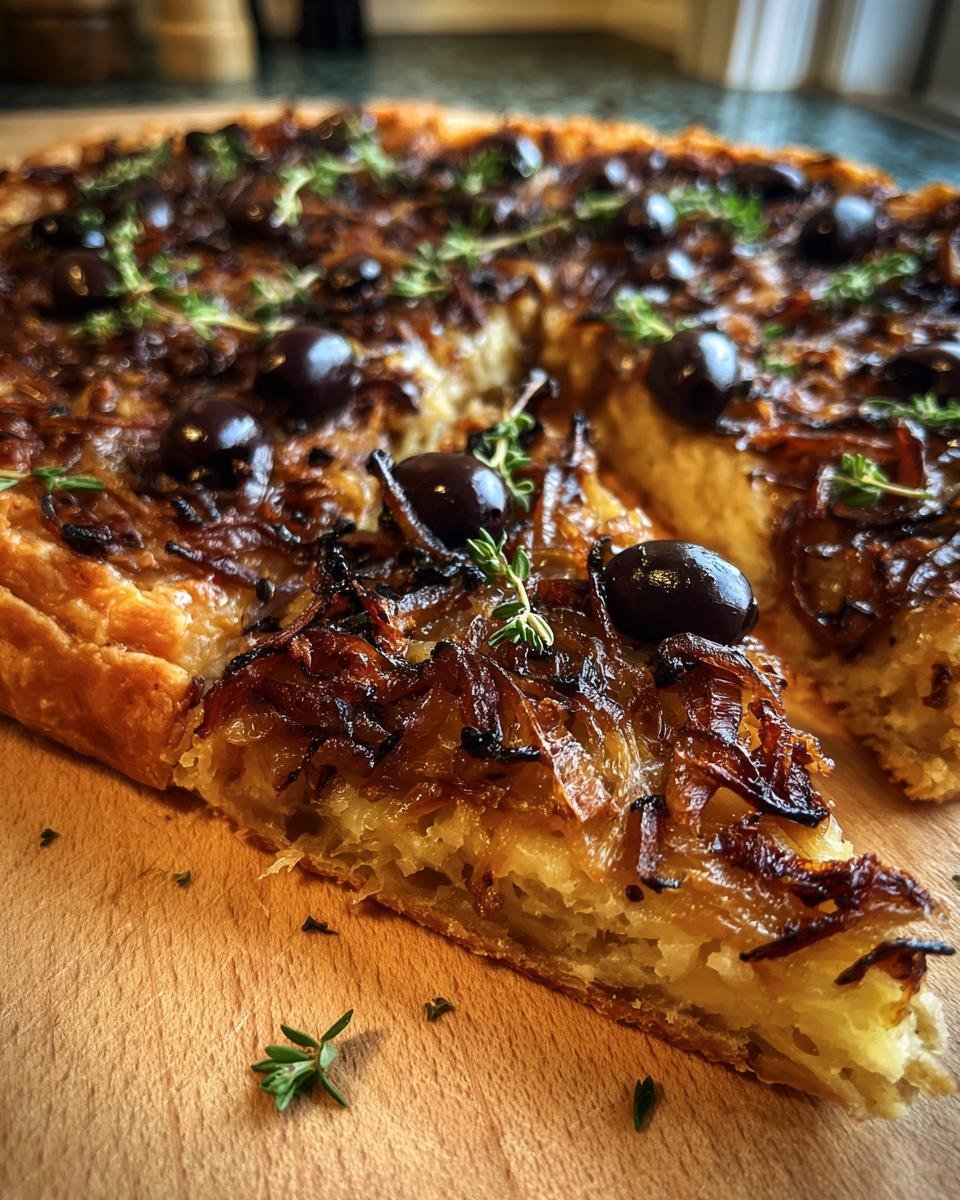 Niçoise Pissaladière with Caramelized Onions and Black Olives - detail 1