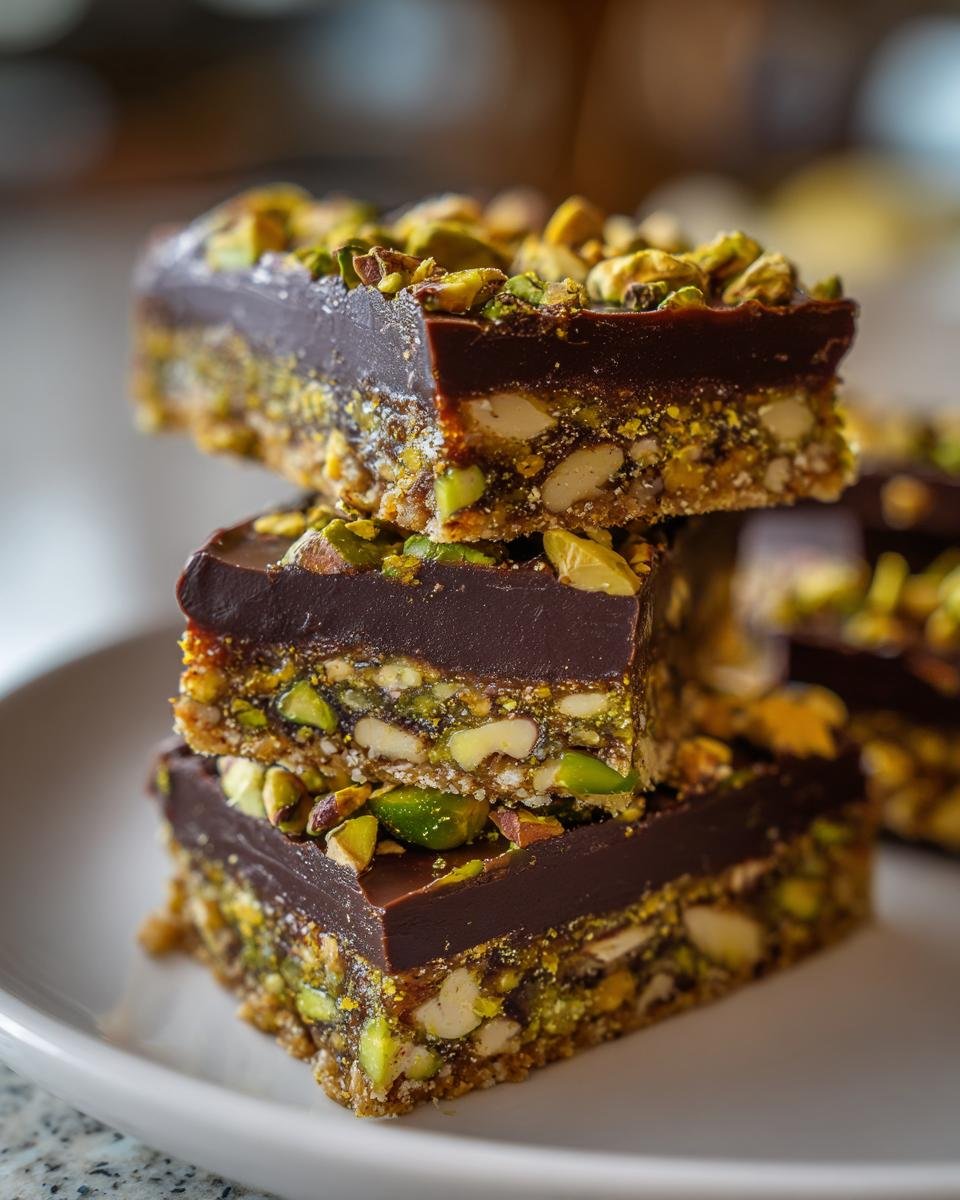 No-Bake Pistachio Dark Chocolate Bars - detail 1