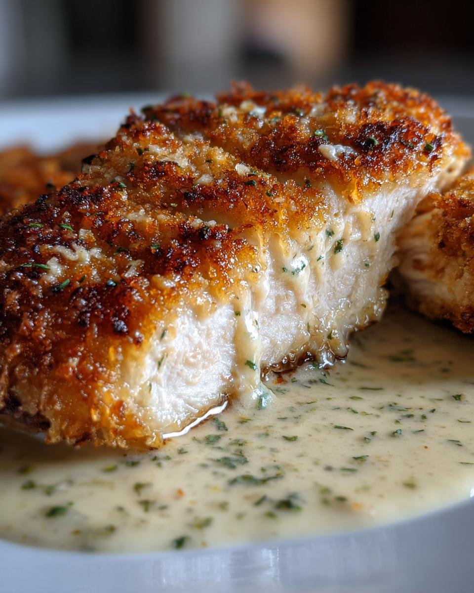 Parmesan Crusted Chicken with Creamy Garlic Sauce - detail 1