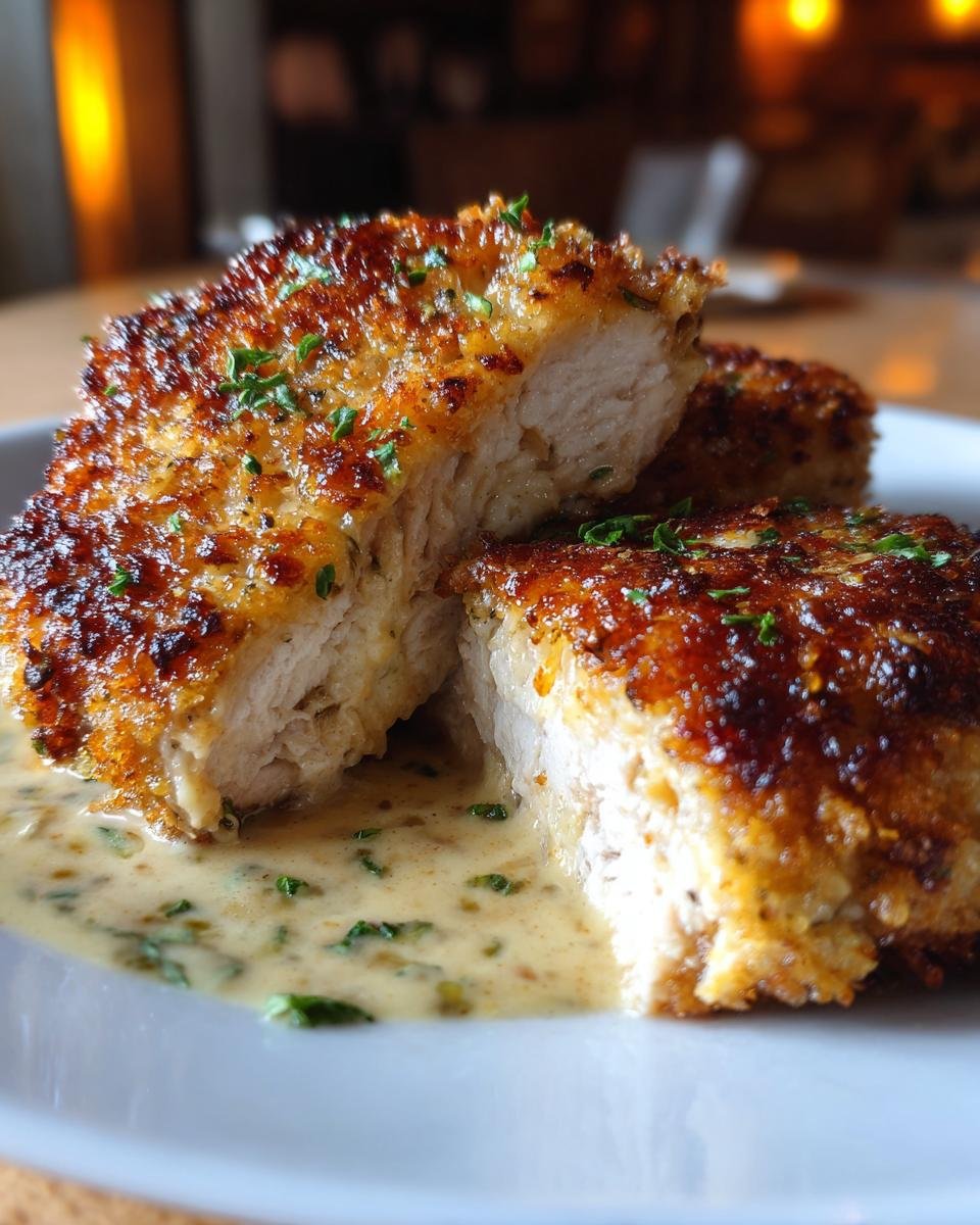 Parmesan Crusted Chicken with Creamy Garlic Sauce - detail 2