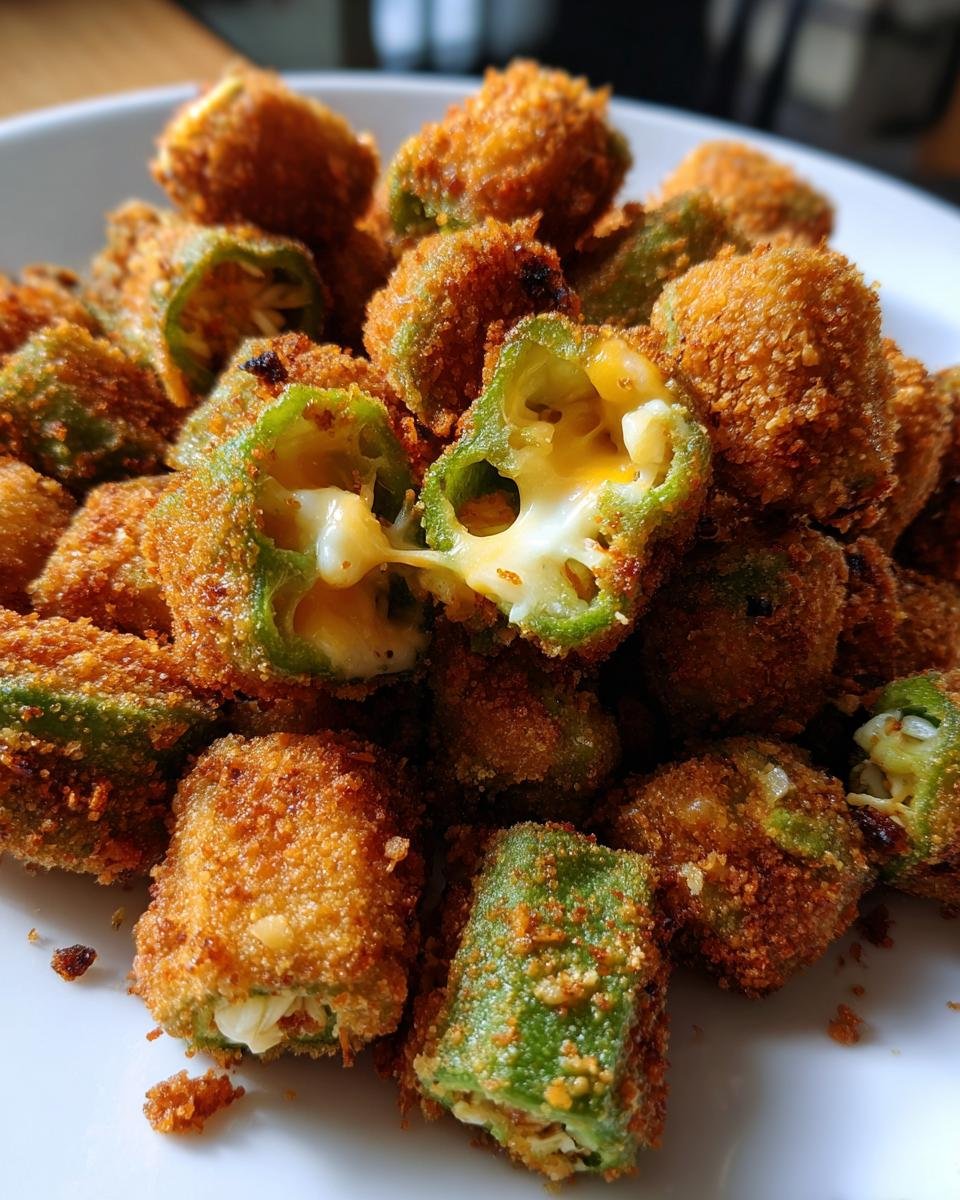 Pepper Jack Cheese Stuffed Fried Okra - detail 1