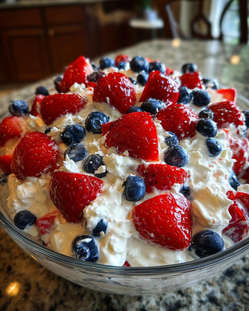 Red, White and Blue Cheesecake Salad - detail 1