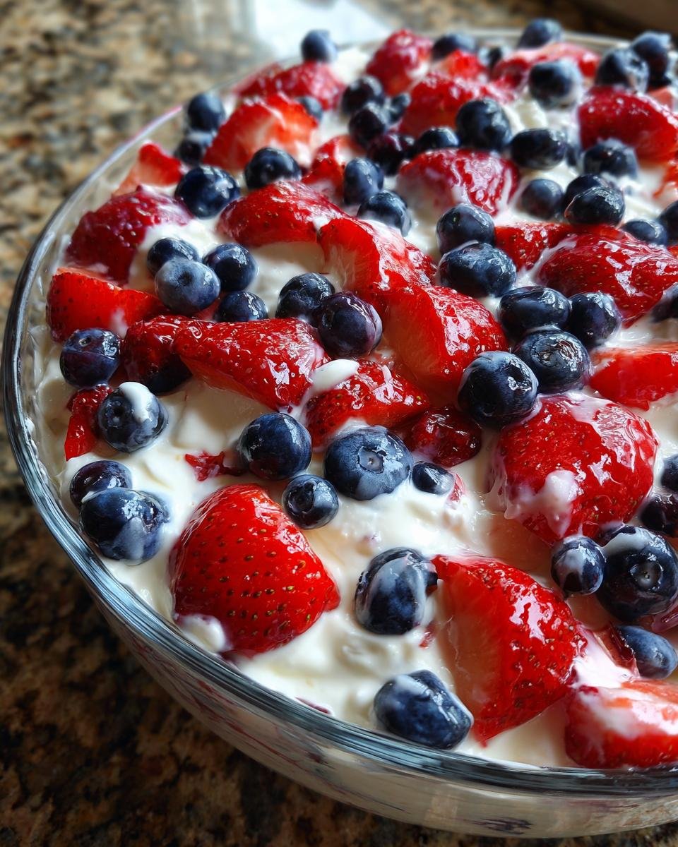 Red, White and Blue Cheesecake Salad - detail 3
