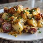 Savory Cheesy Ranch Roasted Potatoes with Smoky Sausage Skillet Bake