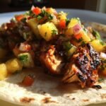 Teriyaki Chicken Tacos with Grilled Pineapple Pear Salsa