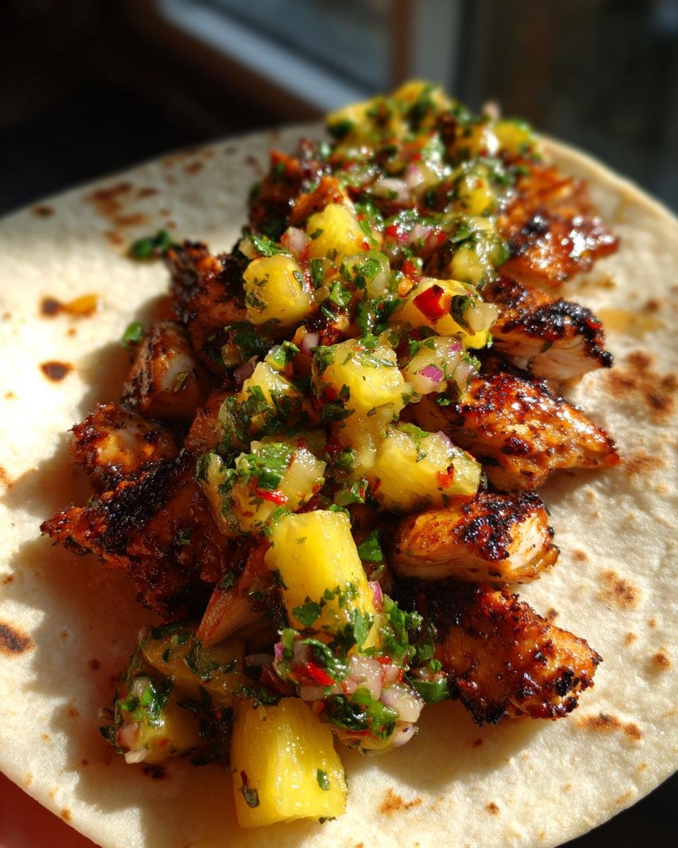 Teriyaki Chicken Tacos with Grilled Pineapple Pear Salsa - detail 2
