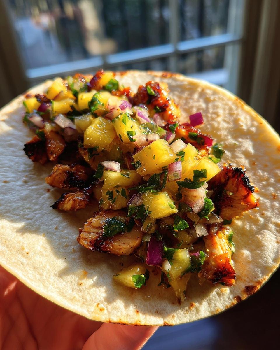 Teriyaki Chicken Tacos with Grilled Pineapple Pear Salsa - detail 3