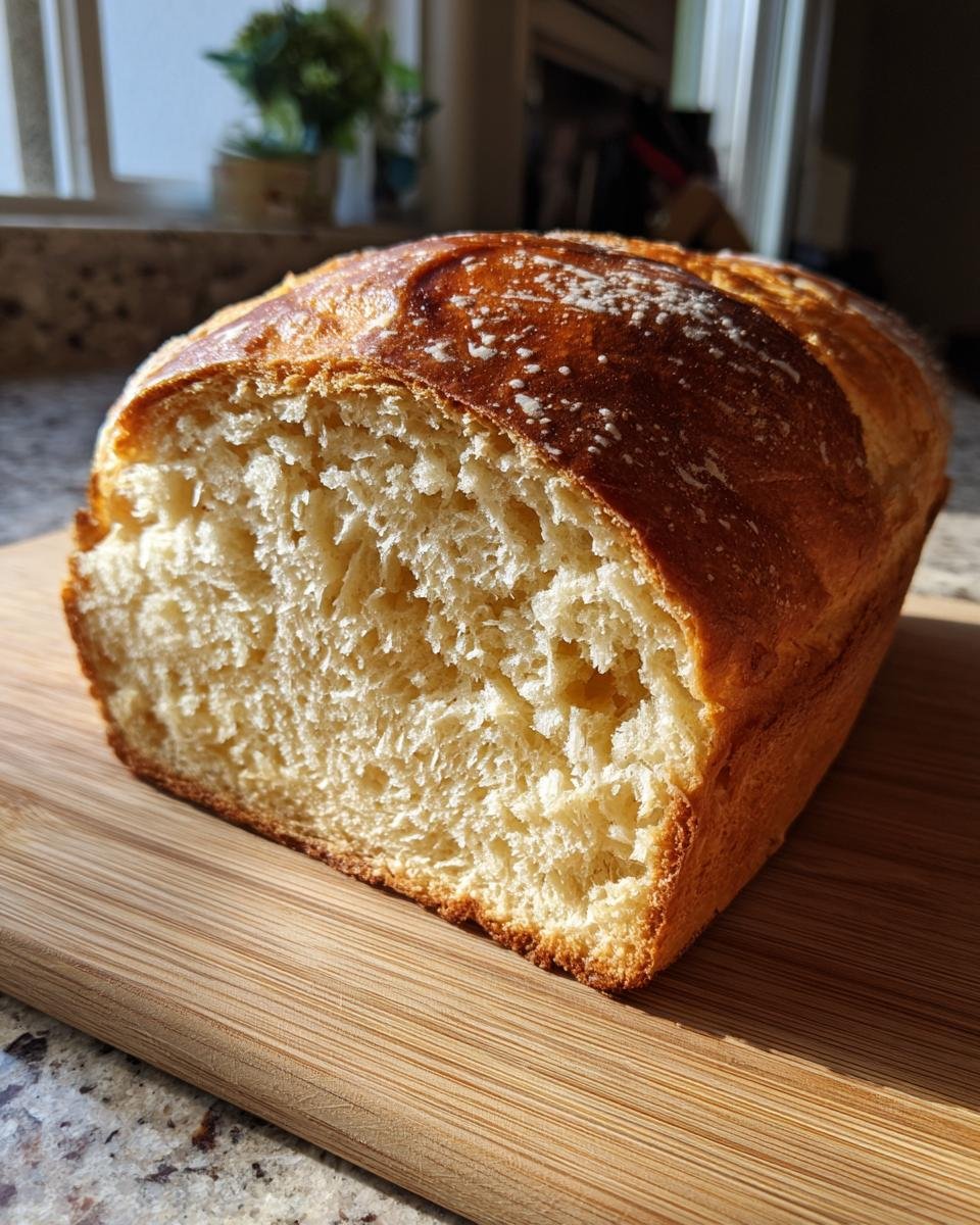 A freshly baked loaf of Irresistible Copycat Cheesecake Factory Honey Wheat Bread on a wooden cutting board.