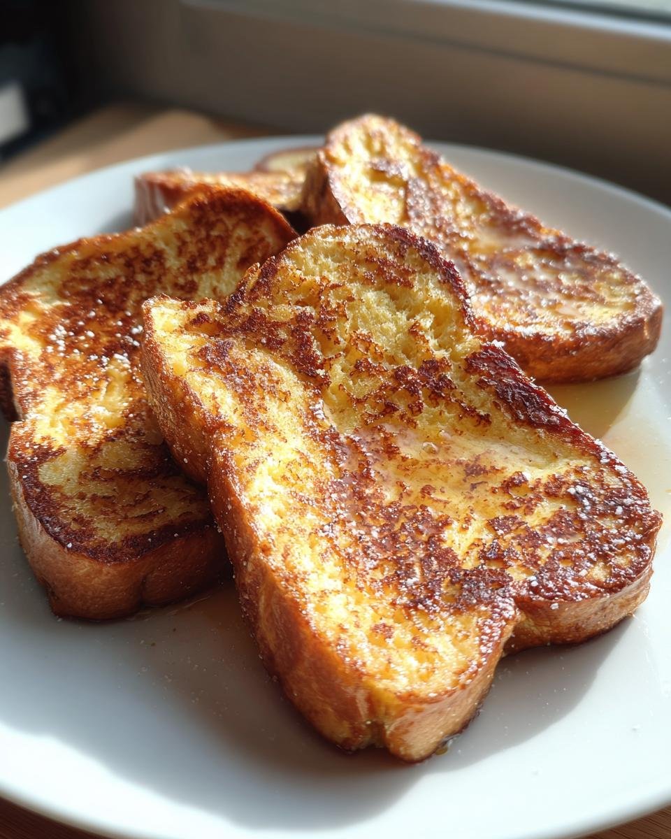Golden brown slices of Irresistible Hawaiian Roll French Toast, dusted with powdered sugar and drizzled with syrup.