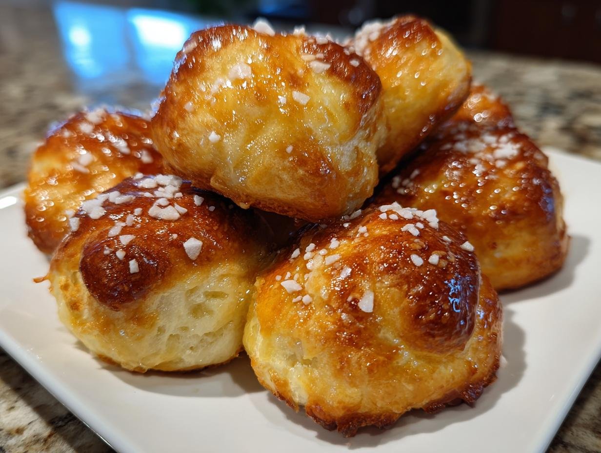 A pile of golden-brown, irresistible buttery soft pretzel bites sprinkled with coarse salt.