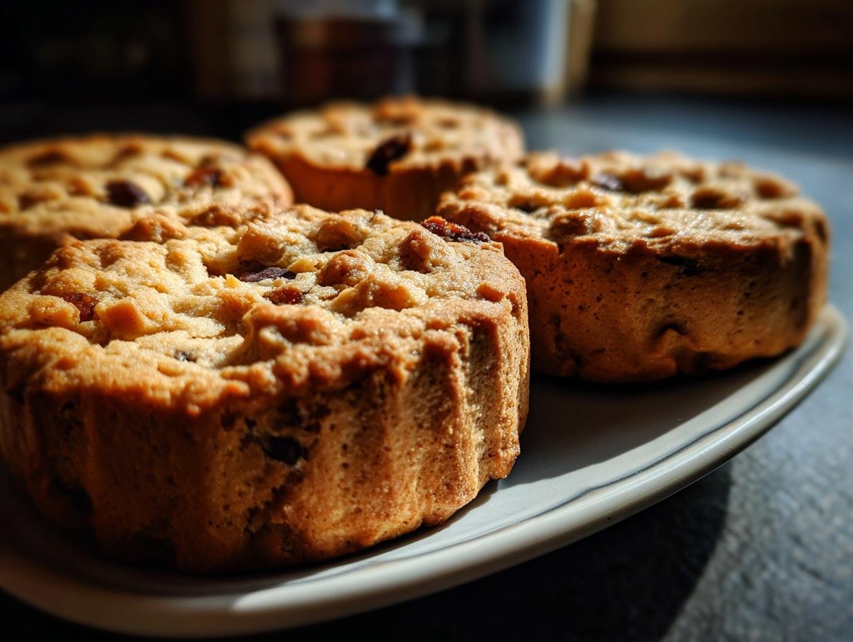 Close-up of several Irresistible Button Cookies on a plate, showcasing their textured tops and rich ingredients.
