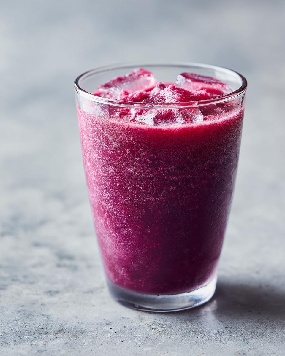 A tall glass filled with icy Blueberry Coconut Water Lemonade, showing its vibrant purple hue.