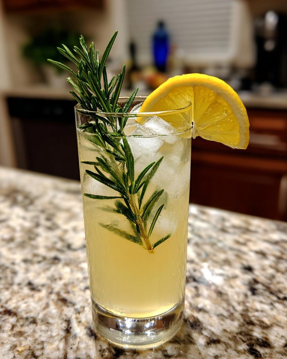 A refreshing Citrus Rosemary Lemonade Mocktail in a tall glass, garnished with fresh rosemary and a lemon slice.
