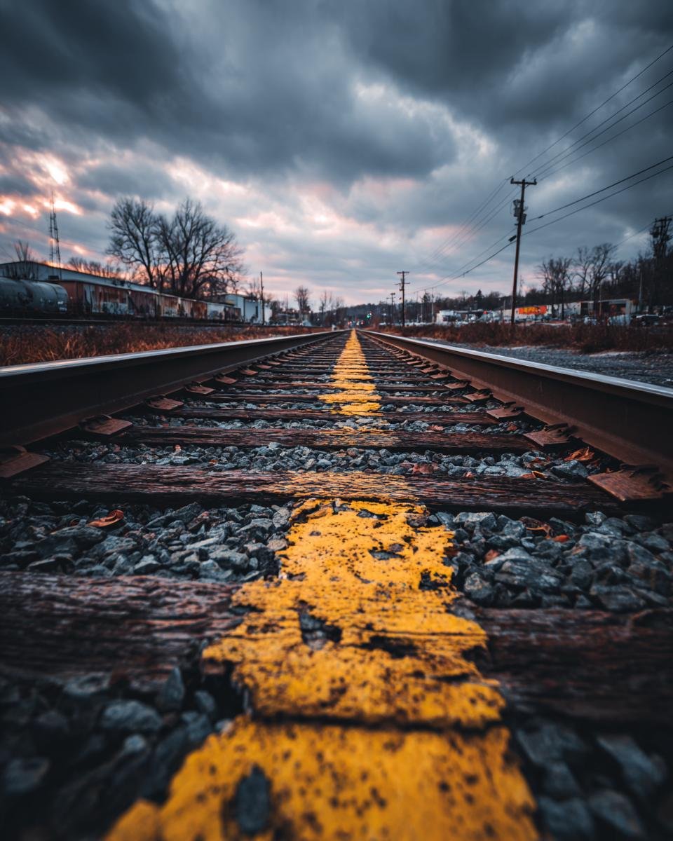 Close-up of railroad tracks with a yellow line, symbolizing the path forward for Taylor Precedent.