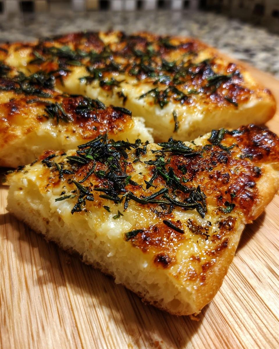 Close-up of a slice of Irresistible Crispy Flatbread With Brie Recipe, topped with melted cheese and fresh rosemary.