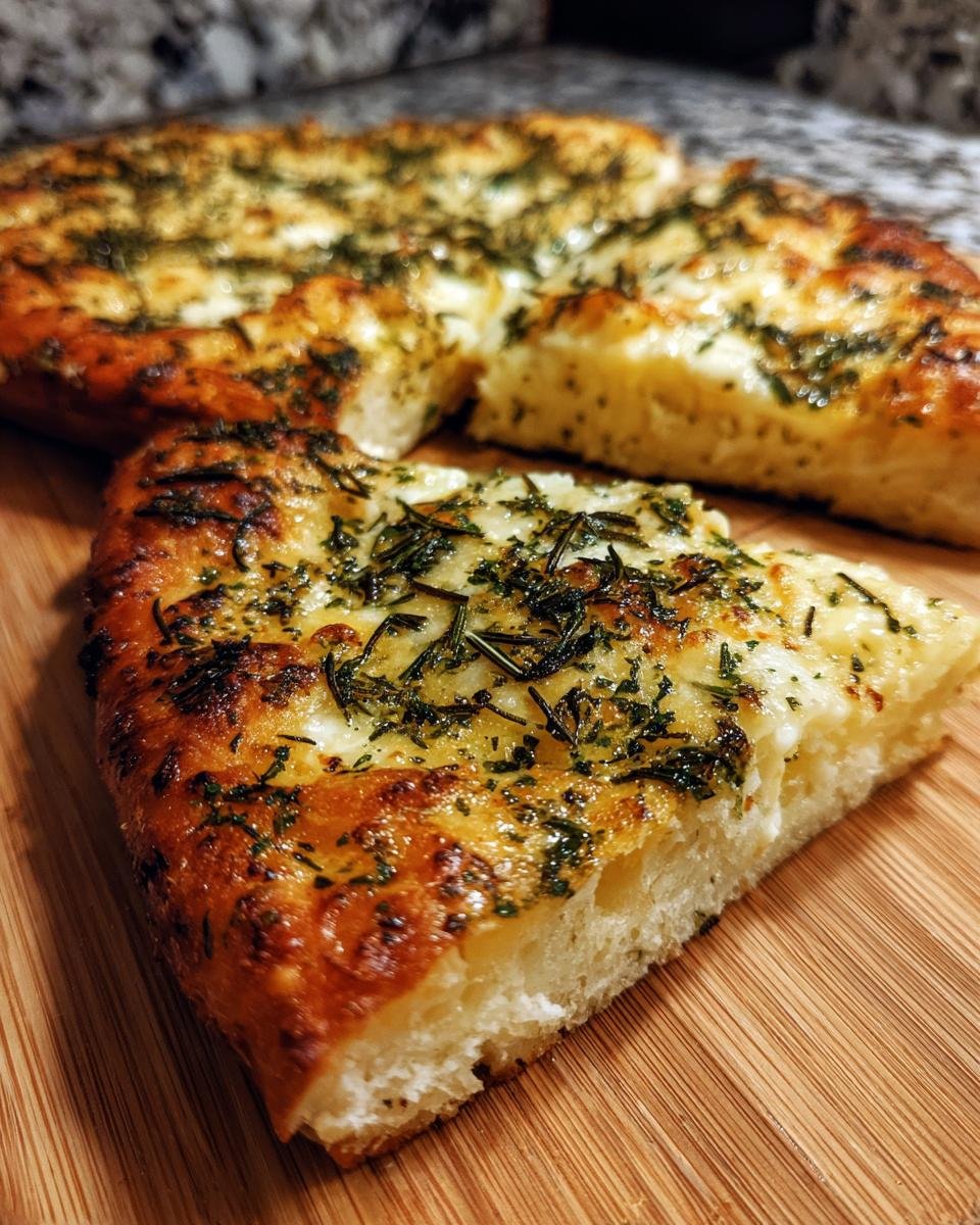 A close-up of a slice of Irresistible Crispy Flatbread With Brie Recipe, topped with melted cheese and herbs.