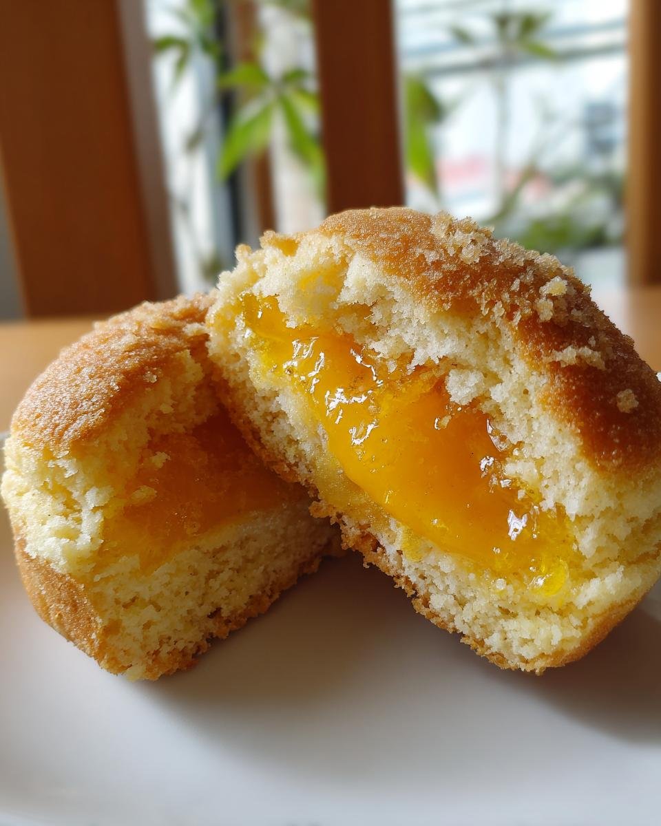 Close-up of an Irresistible One Pan Taiwanese Pineapple Cake cut in half showing the rich, golden pineapple filling.