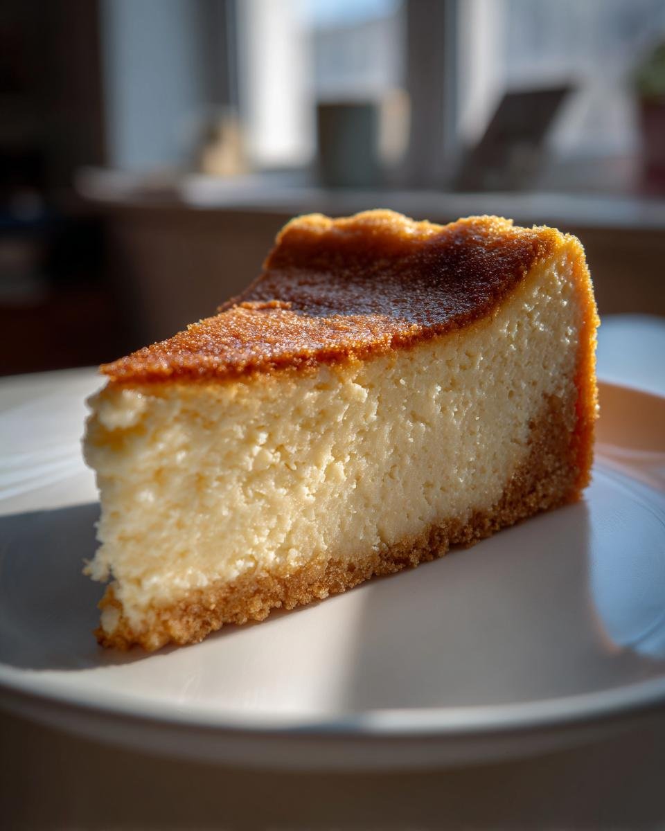 A perfect slice of Irresistible Sugar Cookie Cheesecake with a golden-brown top and thick crust.