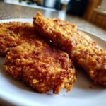 Three golden-brown, perfectly fried pork chops showcasing the crunchy texture of the Irresistible Crispy Bread Crumbs.